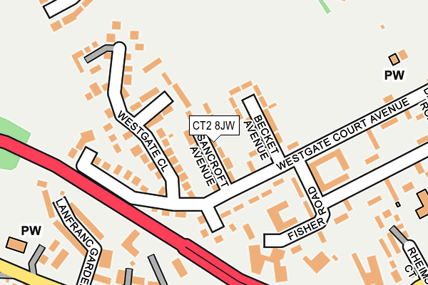 CT2 8JW map - OS OpenMap – Local (Ordnance Survey)