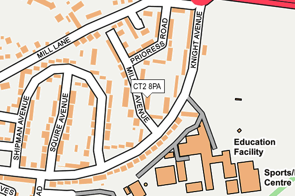 CT2 8PA map - OS OpenMap – Local (Ordnance Survey)