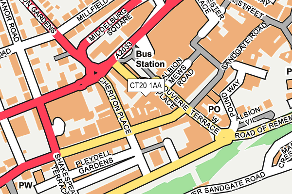 CT20 1AA map - OS OpenMap – Local (Ordnance Survey)