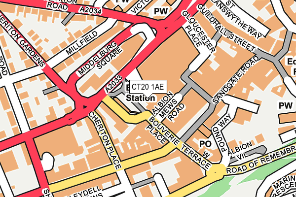 CT20 1AE map - OS OpenMap – Local (Ordnance Survey)