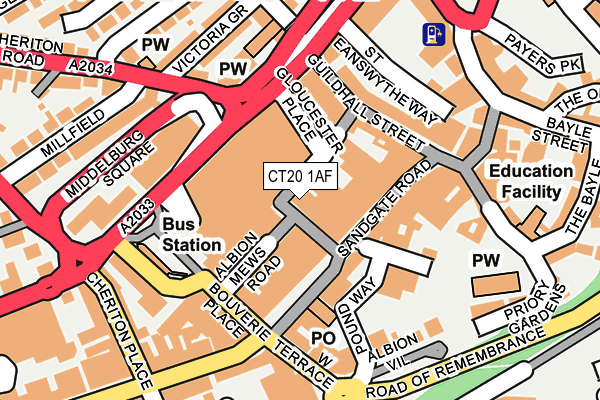 CT20 1AF map - OS OpenMap – Local (Ordnance Survey)