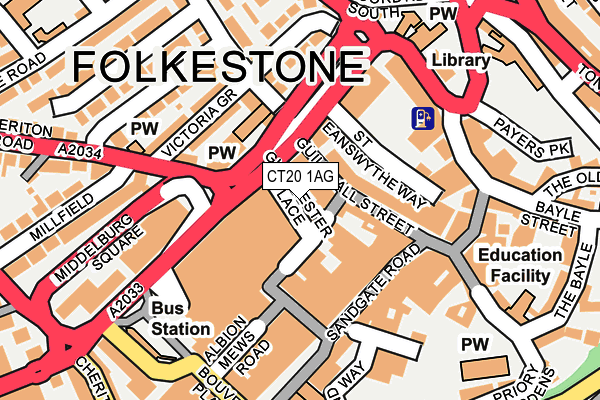 CT20 1AG map - OS OpenMap – Local (Ordnance Survey)