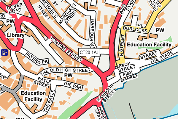 CT20 1AJ map - OS OpenMap – Local (Ordnance Survey)