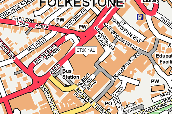 CT20 1AU map - OS OpenMap – Local (Ordnance Survey)