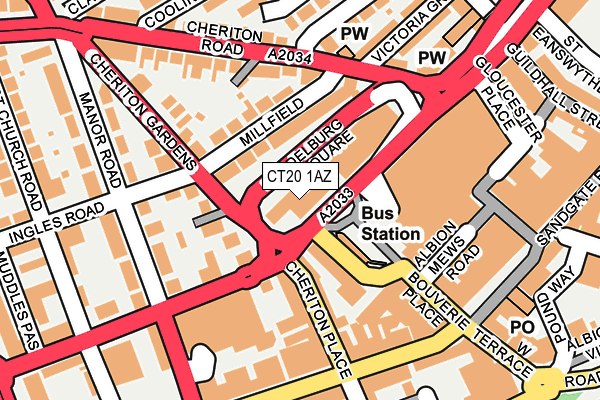 CT20 1AZ map - OS OpenMap – Local (Ordnance Survey)