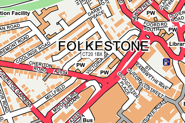 CT20 1BX map - OS OpenMap – Local (Ordnance Survey)