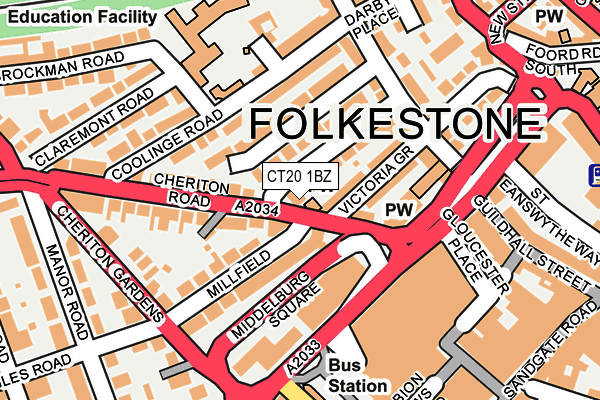 CT20 1BZ map - OS OpenMap – Local (Ordnance Survey)