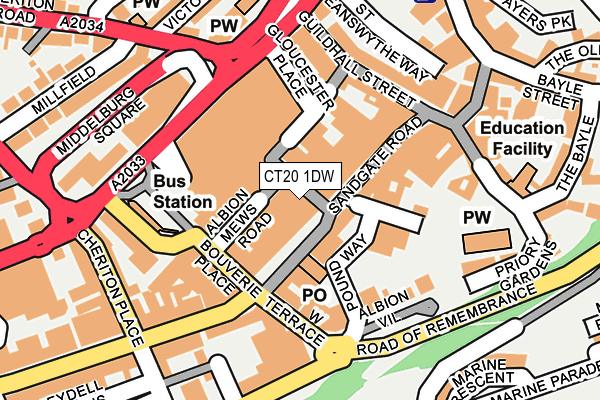 CT20 1DW map - OS OpenMap – Local (Ordnance Survey)