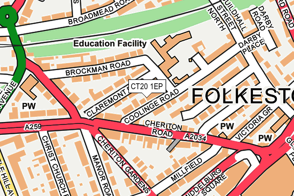 CT20 1EP map - OS OpenMap – Local (Ordnance Survey)