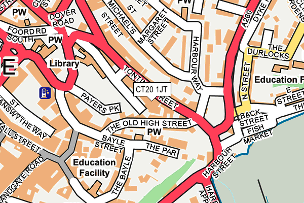 CT20 1JT map - OS OpenMap – Local (Ordnance Survey)