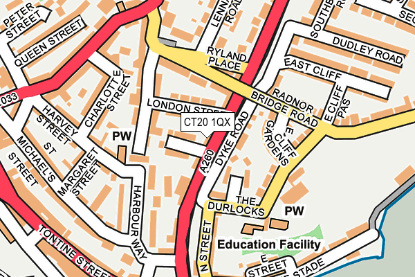 CT20 1QX map - OS OpenMap – Local (Ordnance Survey)