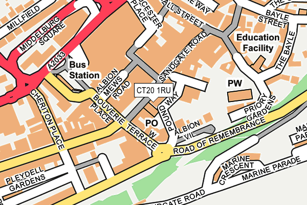 CT20 1RU map - OS OpenMap – Local (Ordnance Survey)