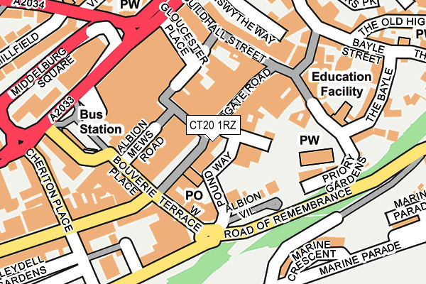 CT20 1RZ map - OS OpenMap – Local (Ordnance Survey)