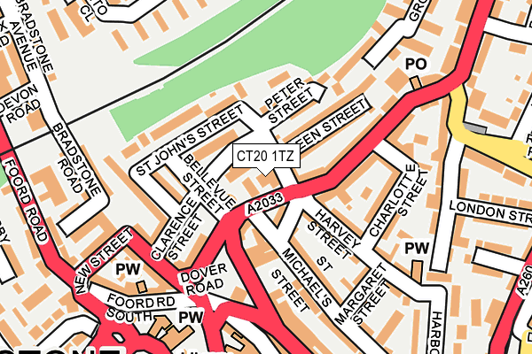 CT20 1TZ map - OS OpenMap – Local (Ordnance Survey)