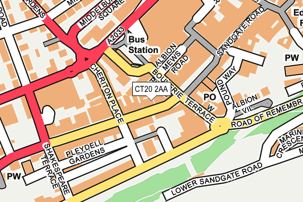 CT20 2AA map - OS OpenMap – Local (Ordnance Survey)