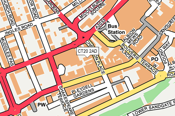 CT20 2AD map - OS OpenMap – Local (Ordnance Survey)