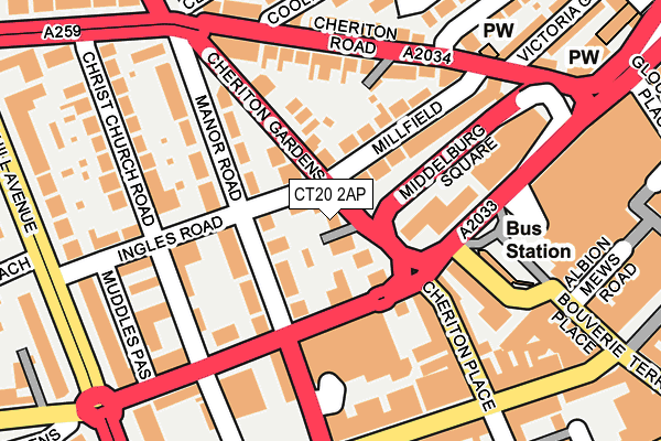 CT20 2AP map - OS OpenMap – Local (Ordnance Survey)