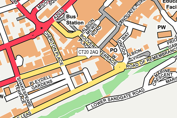 CT20 2AQ map - OS OpenMap – Local (Ordnance Survey)