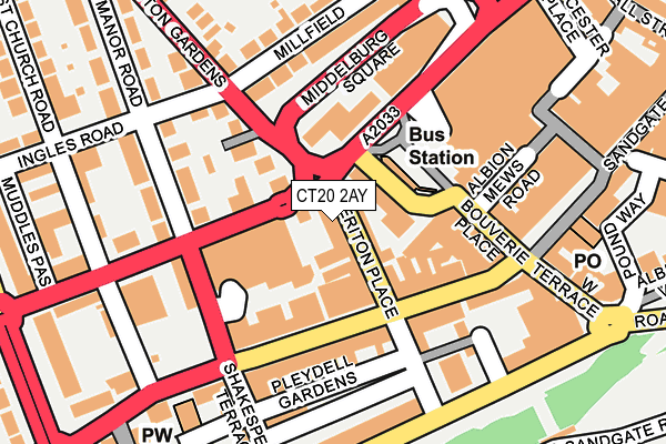 CT20 2AY map - OS OpenMap – Local (Ordnance Survey)