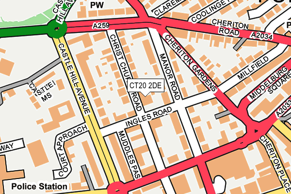 CT20 2DE map - OS OpenMap – Local (Ordnance Survey)