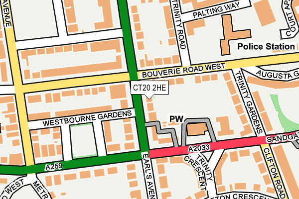 CT20 2HE map - OS OpenMap – Local (Ordnance Survey)