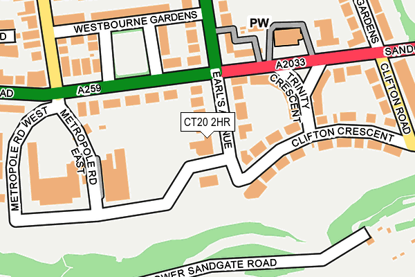 CT20 2HR map - OS OpenMap – Local (Ordnance Survey)