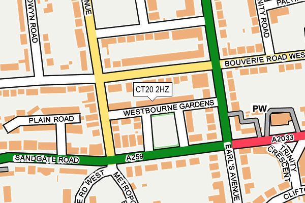 CT20 2HZ map - OS OpenMap – Local (Ordnance Survey)