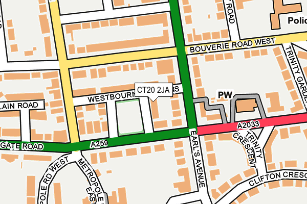 CT20 2JA map - OS OpenMap – Local (Ordnance Survey)