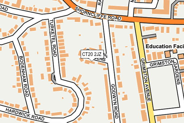 CT20 2JZ map - OS OpenMap – Local (Ordnance Survey)
