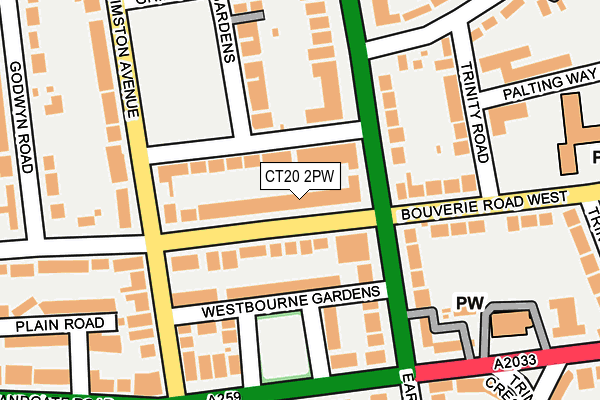 CT20 2PW map - OS OpenMap – Local (Ordnance Survey)