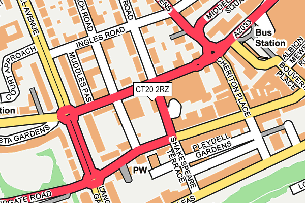 CT20 2RZ map - OS OpenMap – Local (Ordnance Survey)
