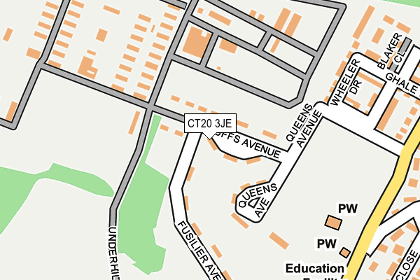 CT20 3JE map - OS OpenMap – Local (Ordnance Survey)