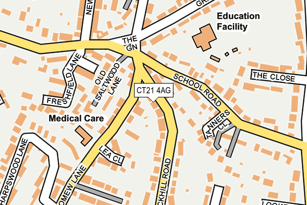 CT21 4AG map - OS OpenMap – Local (Ordnance Survey)