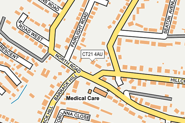 CT21 4AU map - OS OpenMap – Local (Ordnance Survey)