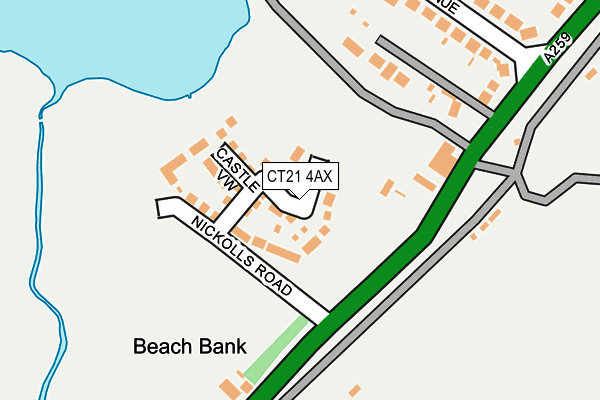 CT21 4AX map - OS OpenMap – Local (Ordnance Survey)