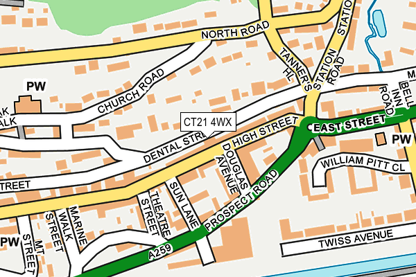 CT21 4WX map - OS OpenMap – Local (Ordnance Survey)