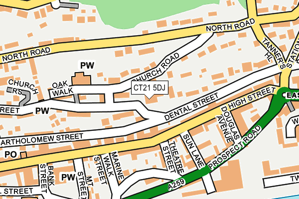 CT21 5DJ map - OS OpenMap – Local (Ordnance Survey)