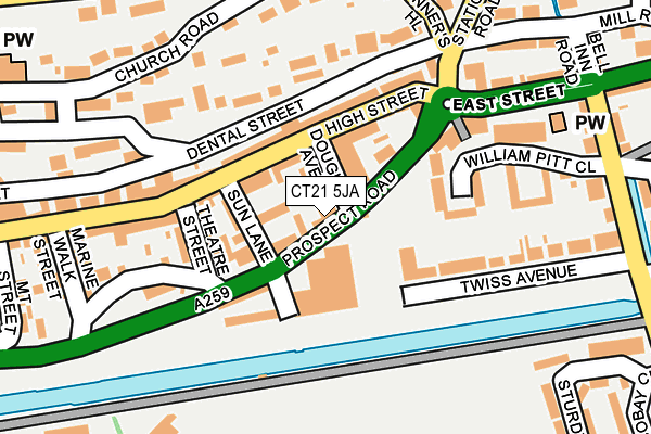 CT21 5JA map - OS OpenMap – Local (Ordnance Survey)