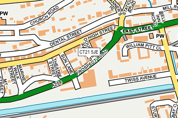 CT21 5JE map - OS OpenMap – Local (Ordnance Survey)