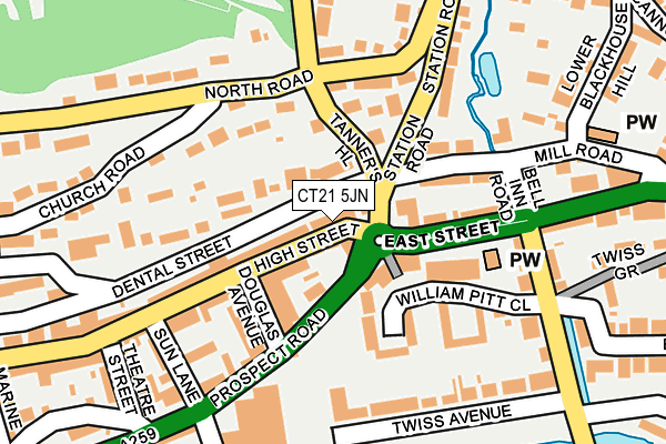 CT21 5JN map - OS OpenMap – Local (Ordnance Survey)
