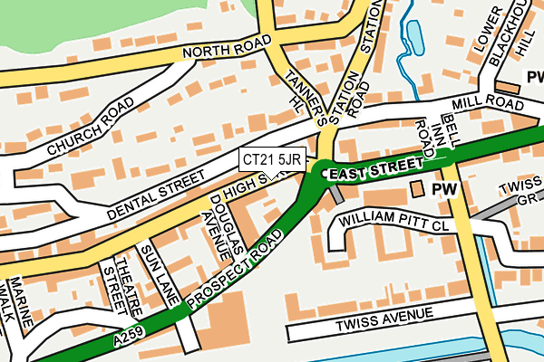 CT21 5JR map - OS OpenMap – Local (Ordnance Survey)