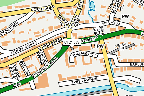 CT21 5JS map - OS OpenMap – Local (Ordnance Survey)