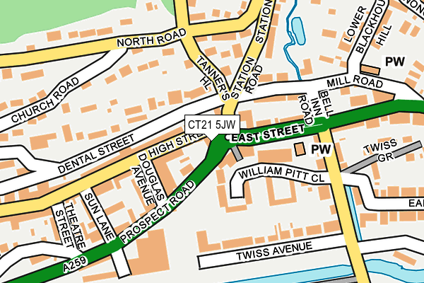 CT21 5JW map - OS OpenMap – Local (Ordnance Survey)