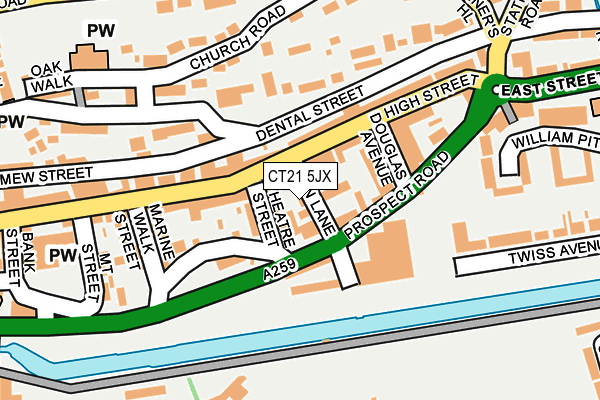 CT21 5JX map - OS OpenMap – Local (Ordnance Survey)