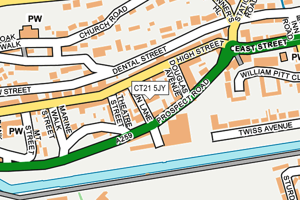 CT21 5JY map - OS OpenMap – Local (Ordnance Survey)