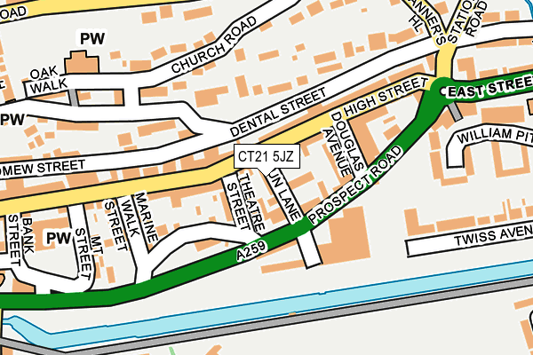 CT21 5JZ map - OS OpenMap – Local (Ordnance Survey)