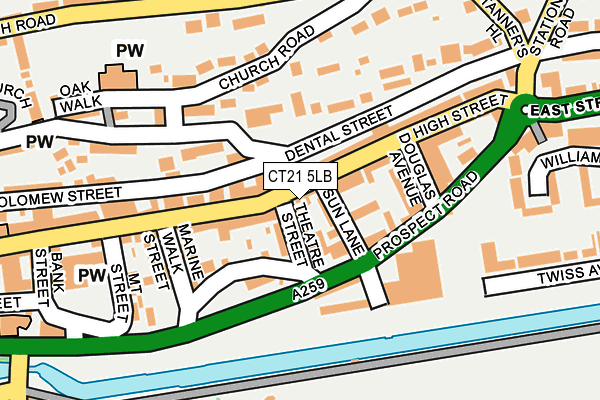 CT21 5LB map - OS OpenMap – Local (Ordnance Survey)