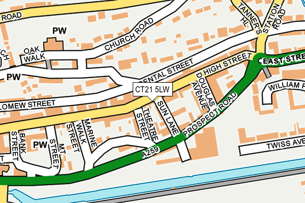 CT21 5LW map - OS OpenMap – Local (Ordnance Survey)