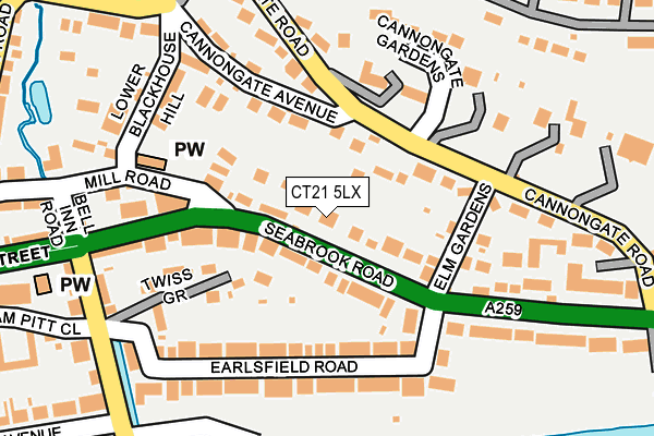 CT21 5LX map - OS OpenMap – Local (Ordnance Survey)