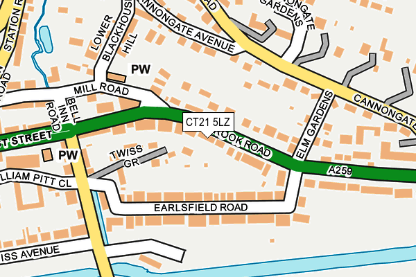 CT21 5LZ map - OS OpenMap – Local (Ordnance Survey)